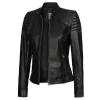 Black Leather Carrie Womens Jacket Motorcycle by Jacket Field