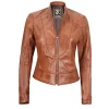 Amy Tan Leather Womens Jacket Motorcycle by Jacket Field
