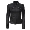 Johnson Black Leather Womens Jacket Motorcycle by Jacket Field