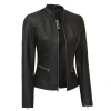 Black Slim FitLeather Womens Jacket Motorcycle by Jacket Field