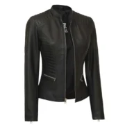 Black Slim FitLeather Womens Jacket Motorcycle by Jacket Field