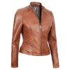 Rachel Tan Leather Womens Jacket Motorcycle by Jacket Field