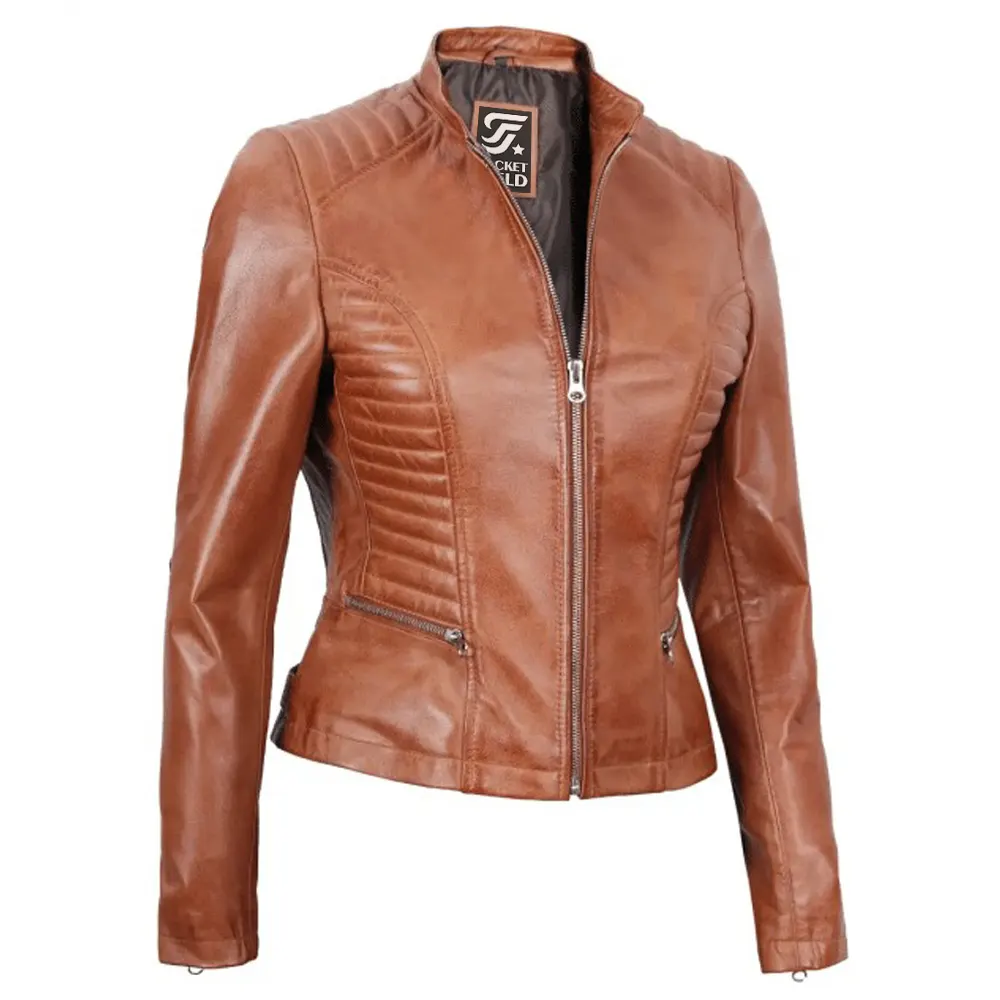 Rachel Tan Leather Womens Jacket Motorcycle by Jacket Field