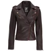 Dark Brown Leather Womens Jacket Motorcycle by Jacket Field