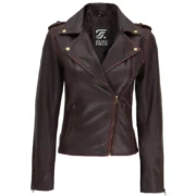 Dark Brown Leather Womens Jacket Motorcycle by Jacket Field