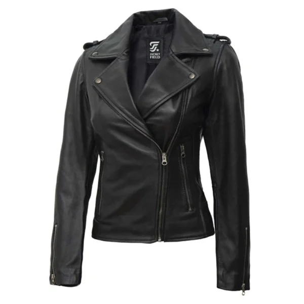 Kirsten Black Leather Womens Jacket Motorcycle by Jacket Field