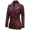 Maroon Leather Womens Jacket Motorcycle by Jacket Field