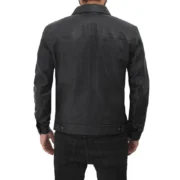 Mens Classic Black Leather Trucker Jacket by Jacket Field