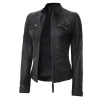 Johnson Black Leather Womens Jacket Motorcycle by Jacket Field