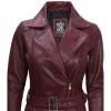 Maroon Leather Womens Jacket Motorcycle by Jacket Field