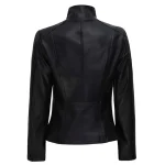 Black Flap Closure Leather Womens Jacket Motorcycle by Jacket Field