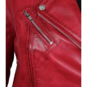 Margaret Red Lambskin Leather Womens Jacket Motorcycle by Jacket Field