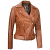 Asymmetrical Brown Leather Womens Jacket Motorcycle by Jacket Field