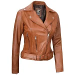 Asymmetrical Brown Leather Womens Jacket Motorcycle by Jacket Field