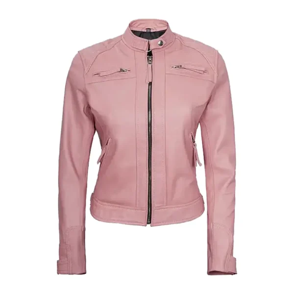 Womens Diamond Cafe Racer Pink Jacket by Jacket Field