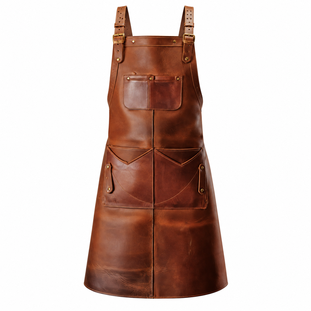Mens Deep Brown Artisan Armor Blacksmith Crazy Horse Leather Apron