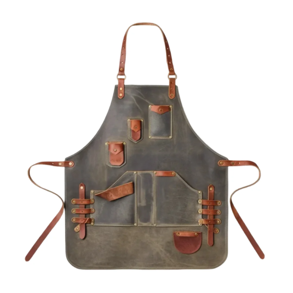 Men’s Brown Crazy Horse Leather Bartender Apron