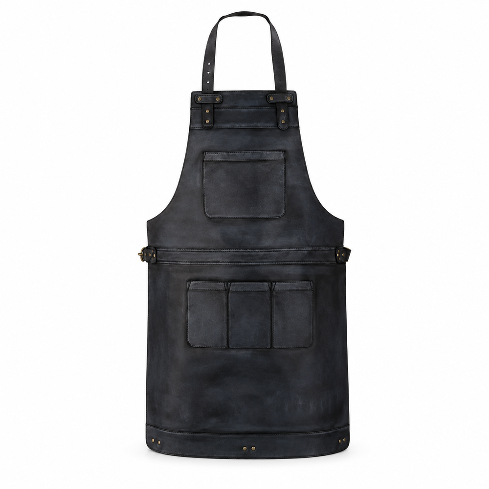 Black Wax Full Grain Leather Apron