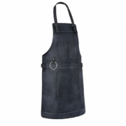 Rachel Black Full Grain Leather Apron