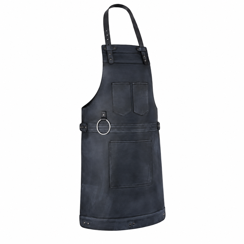 Rachel Black Full Grain Leather Apron