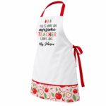 White Polyester Apple Teacher Apron Modern All-Over Print by Jacket Field