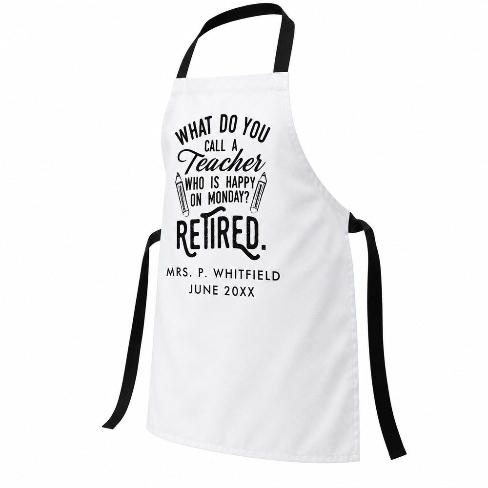 White Polyester Custom Teacher Apron by Jacket Field