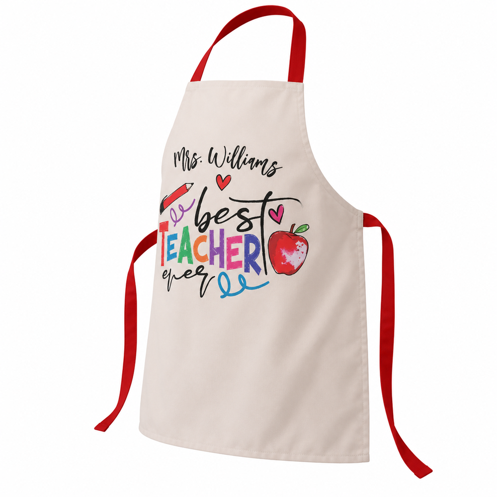 Colourful Polyester Teacher Typography Apron by Jacket Field