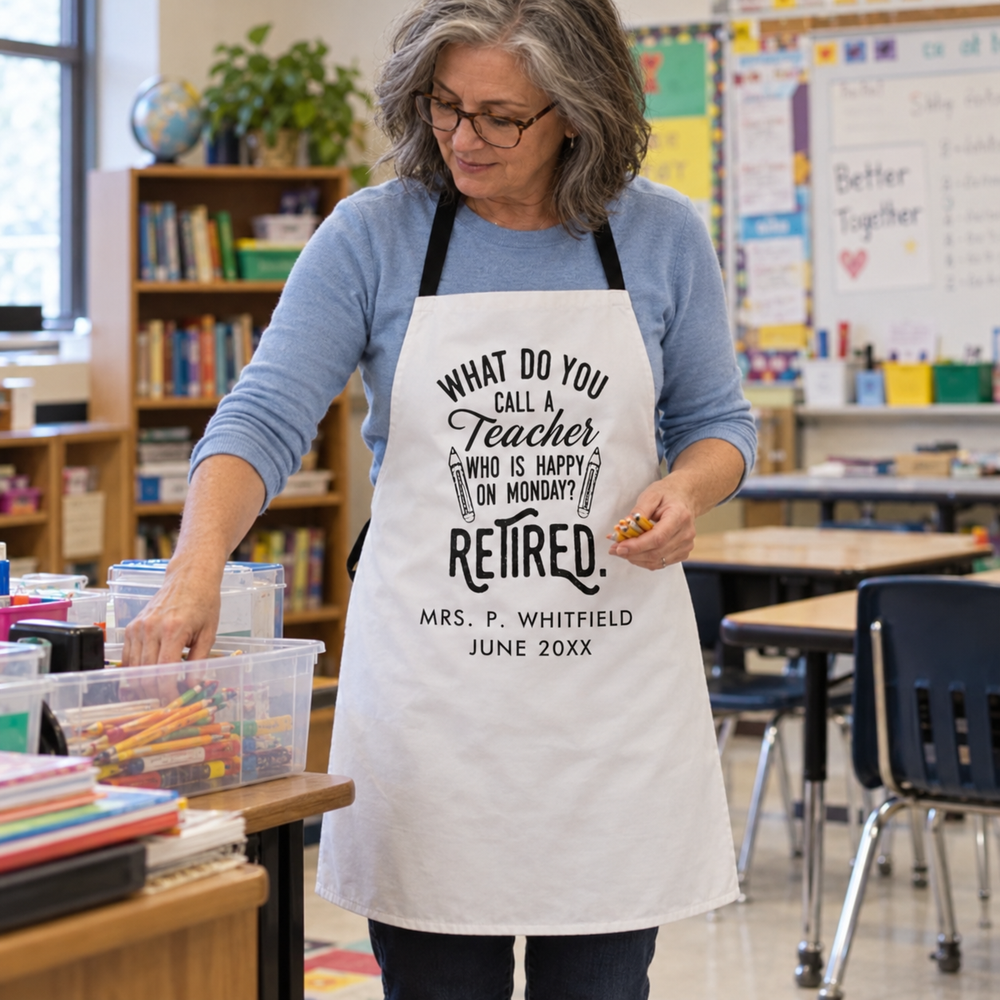 White Polyester Custom Teacher Apron by Jacket Field