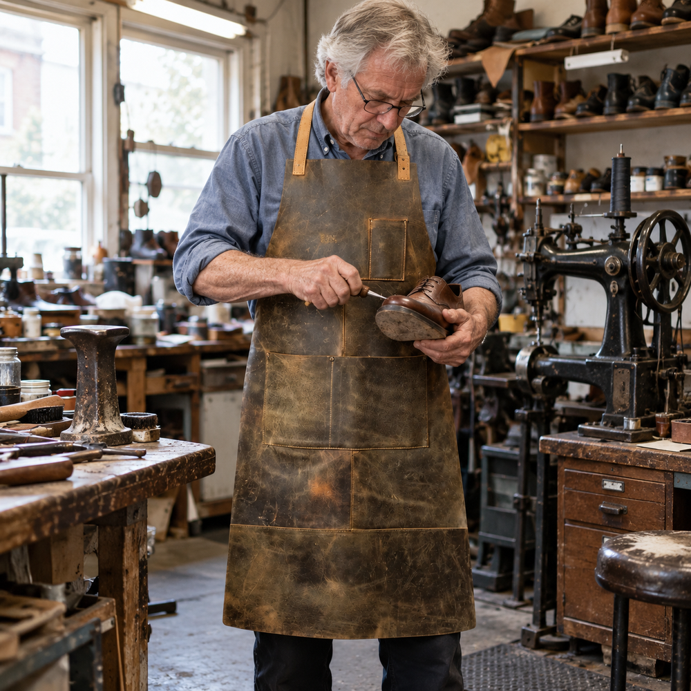 Men’s Brown Cowhide Leather Welding Apron by Jacket Field