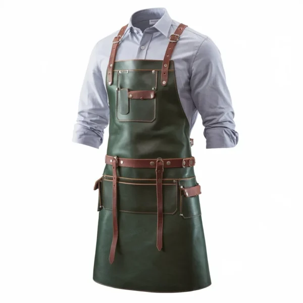 Men’s Green Crazy Horse Leather Blacksmith Apron by Jacket Field