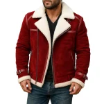Mens Red RAF A2 Santa Claus Leather Bomber Christmas Jacket by Jacket Field
