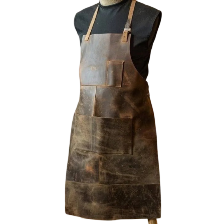 Men’s Brown Cowhide Leather Welding Apron by Jacket Field