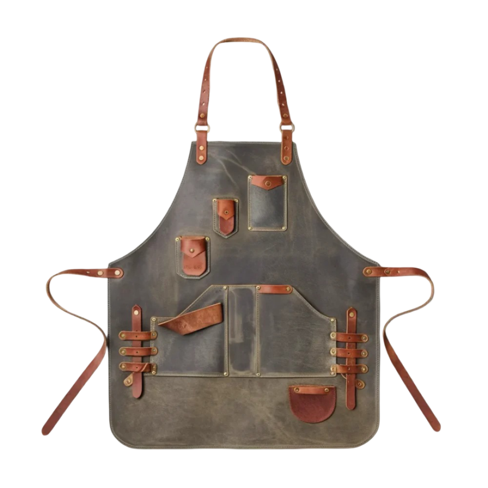 Men’s Brown Crazy Horse Leather Bartender Apron by Jacket Field