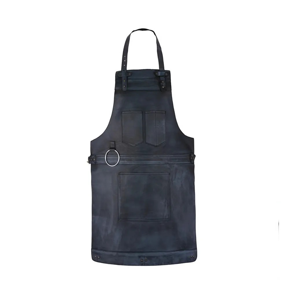 Rachel Black Full Grain Leather Apron by Jacket Field