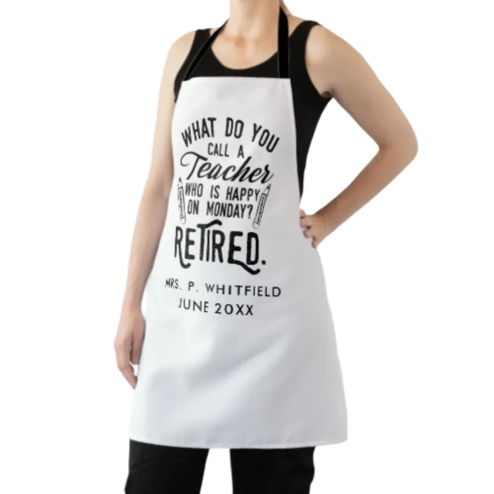 White Polyester Custom Teacher Apron by Jacket Field