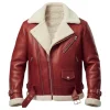 Men’s Red Shearling Sheepskin Leather Christmas Jacket Biker by Jacket Field