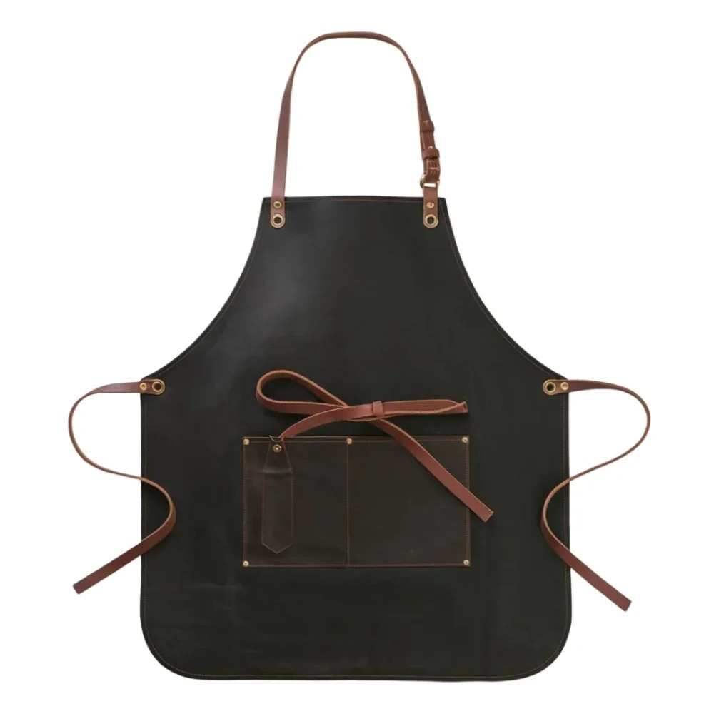 Men’s Rich Matte Black Forge Sentinel Crazy Horse Leather Apron by Jacket Field