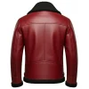 Men’s Red Faux Leather Christmas Jacket Santa Inspired Winter Bomber by Jacket Field