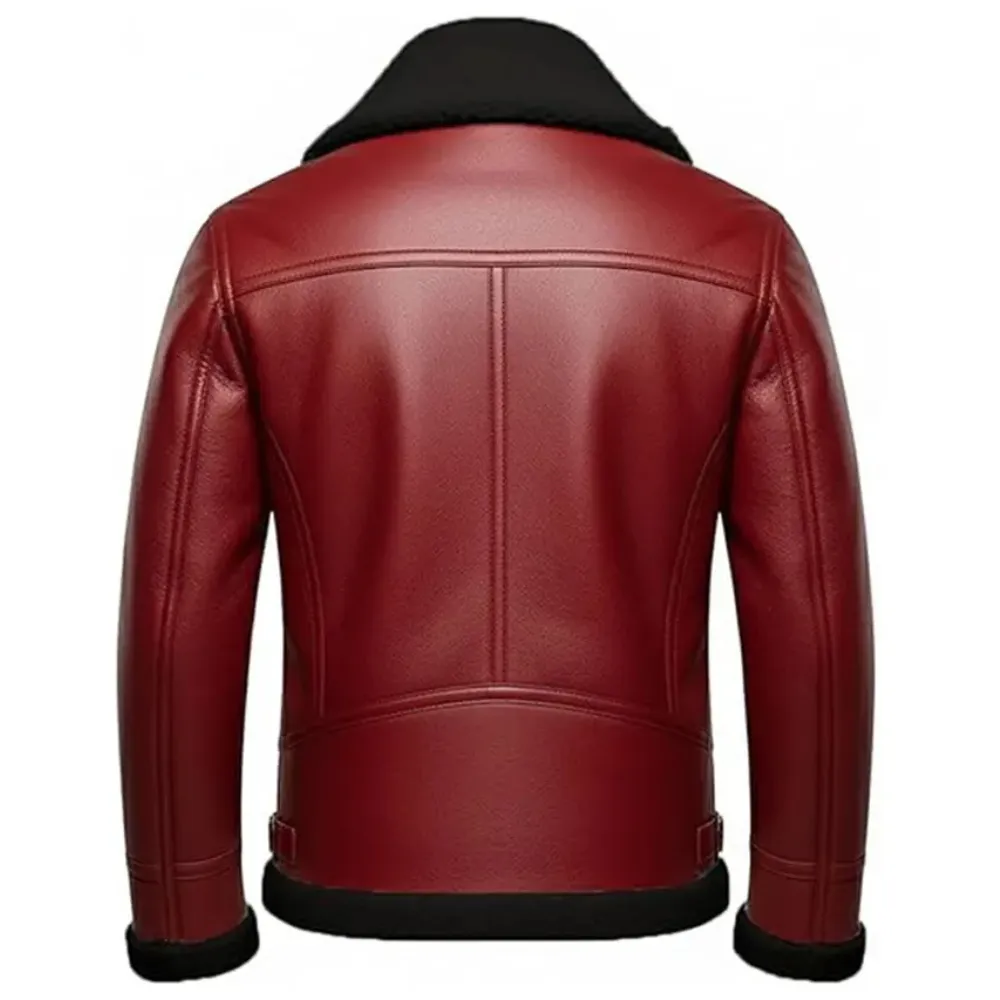 Men’s Red Faux Leather Christmas Jacket Santa Inspired Winter Bomber by Jacket Field