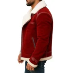 Mens Red RAF A2 Santa Claus Leather Bomber Christmas Jacket by Jacket Field