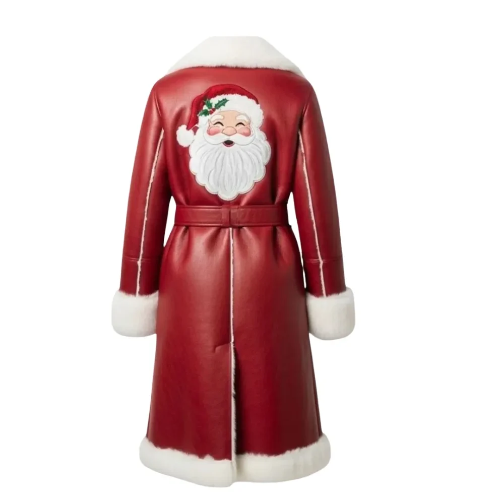 Men’s Red Leather Shearling Santa Jacket by Jacket Field