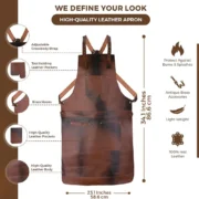 Wayland Cognac Brown Leather Apron by Jacket Field