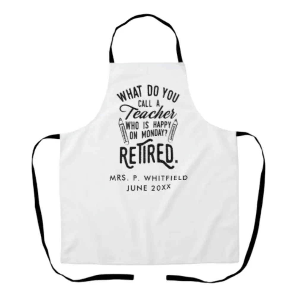 White Polyester Custom Teacher Apron by Jacket Field