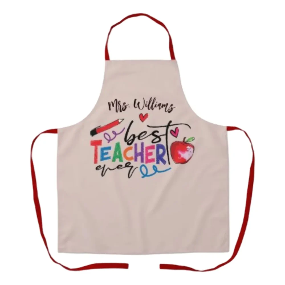 Colourful Polyester Teacher Typography Apron by Jacket Field