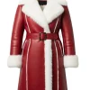 Men’s Red Leather Shearling Santa Jacket by Jacket Field