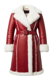 Men’s Red Leather Shearling Santa Jacket by Jacket Field
