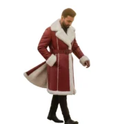 Men’s Red Leather Shearling Santa Jacket by Jacket Field