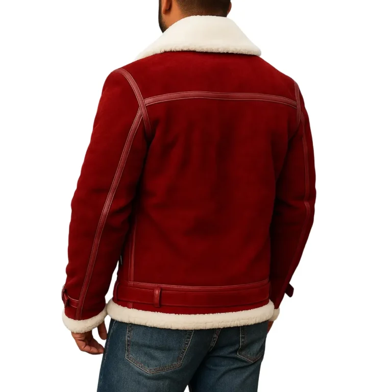 Mens Red RAF A2 Santa Claus Leather Bomber Christmas Jacket by Jacket Field