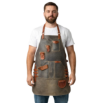 Men’s Brown Crazy Horse Leather Bartender Apron by Jacket Field