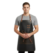 Men’s Rich Matte Black Forge Sentinel Crazy Horse Leather Apron by Jacket Field